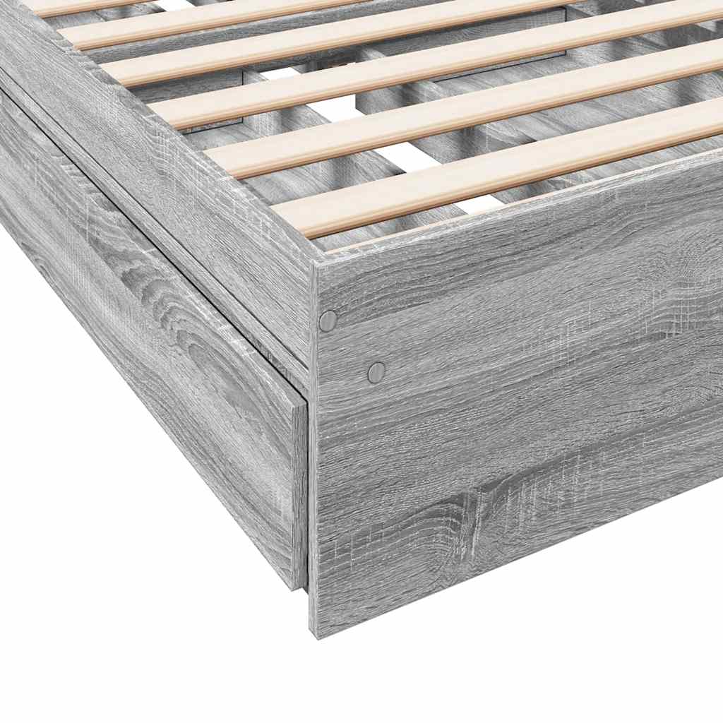 vidaXL Πλαίσιο Κρεβατιού με Συρτάρια Γκρι Sonoma 90x190εκ. Επεξ. Ξύλο