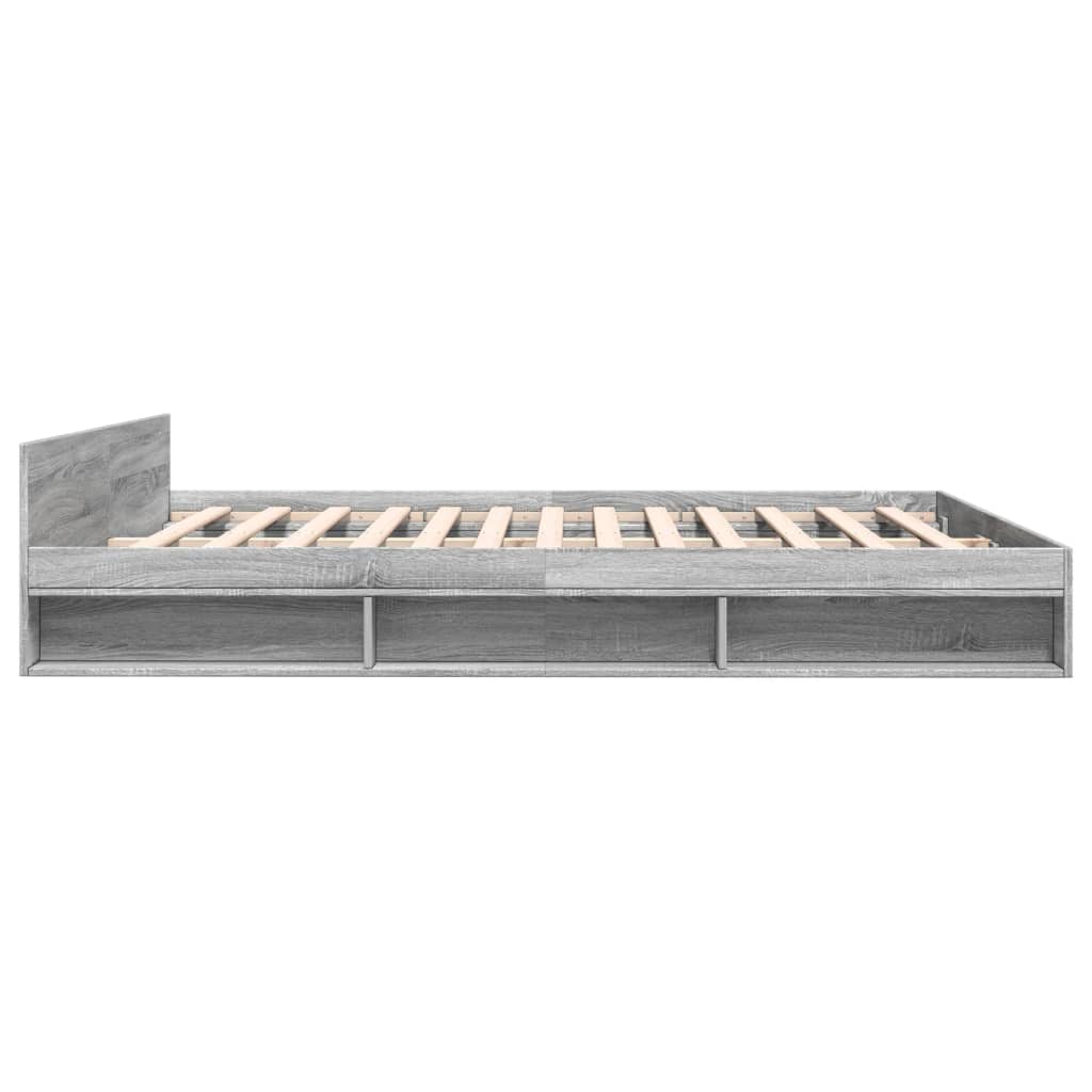vidaXL Πλαίσιο Κρεβατιού με συρτάρια Γκρι sonoma 200x200εκ. Επεξ. Ξύλο