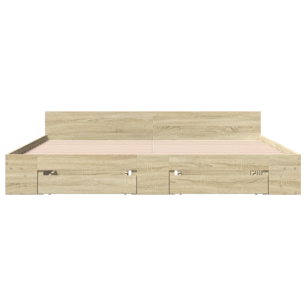 vidaXL Πλαίσιο Κρεβατιού με συρτάρια Sonoma Δρυς 180x200εκ. Επεξ. Ξύλο