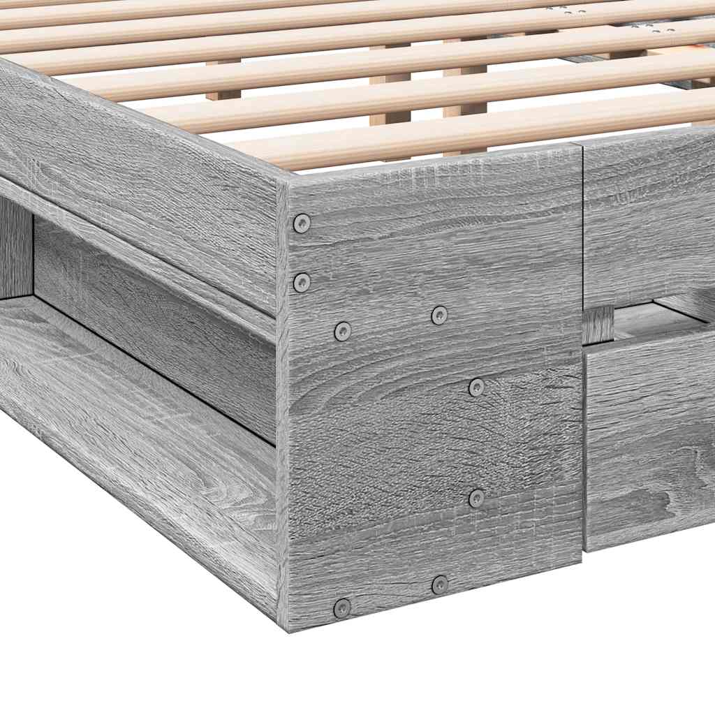 vidaXL Πλαίσιο Κρεβατιού με Συρτάρια Γκρι Sonoma 150x200εκ. Επεξ. Ξύλο