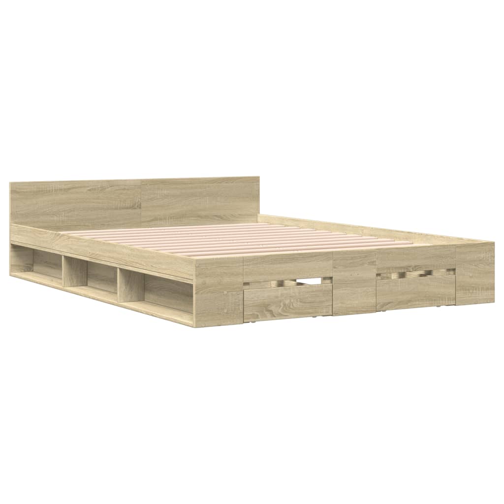vidaXL Πλαίσιο Κρεβατιού με συρτάρια Sonoma Δρυς 120x200εκ. Επεξ. Ξύλο