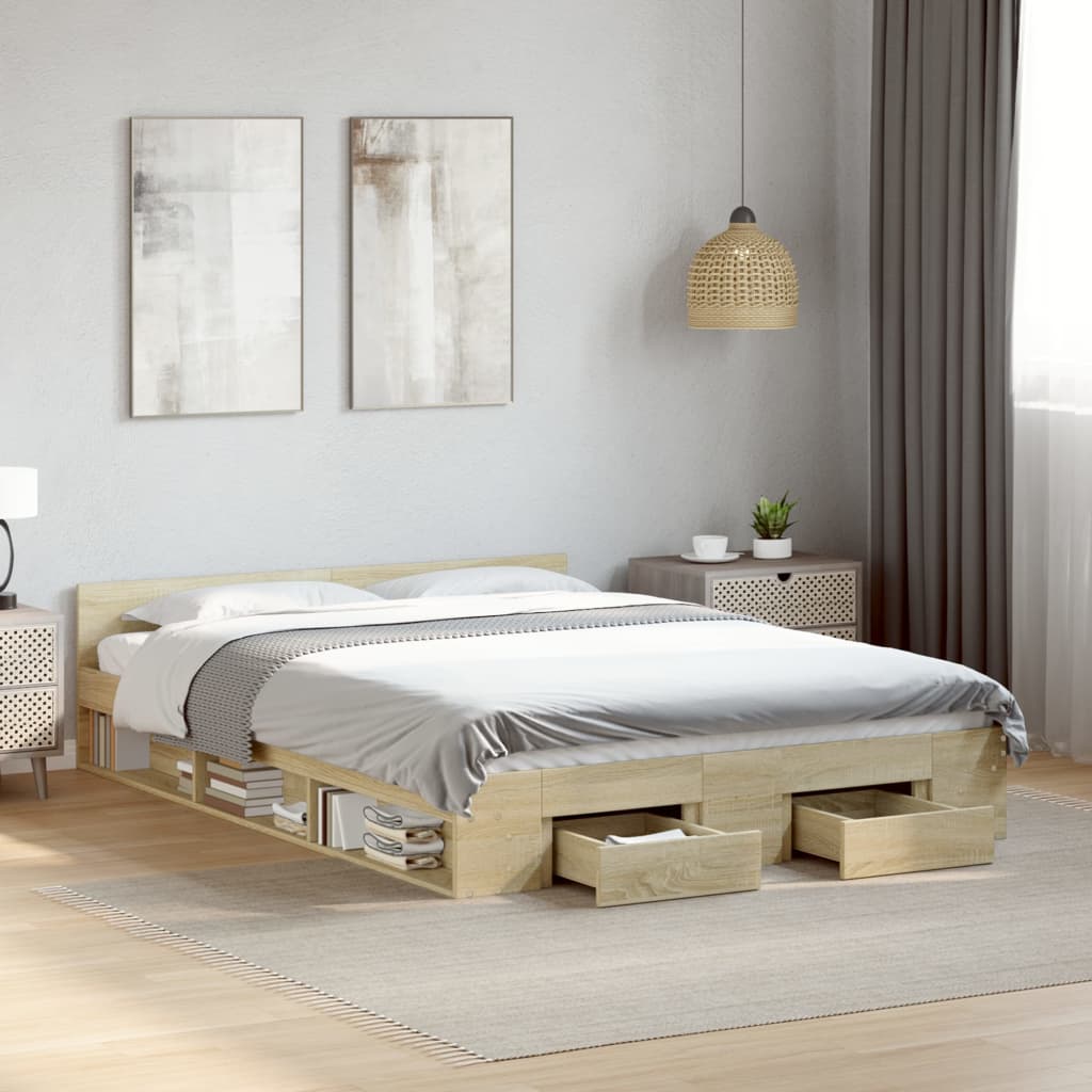 vidaXL Πλαίσιο Κρεβατιού με συρτάρια Sonoma Δρυς 120x200εκ. Επεξ. Ξύλο