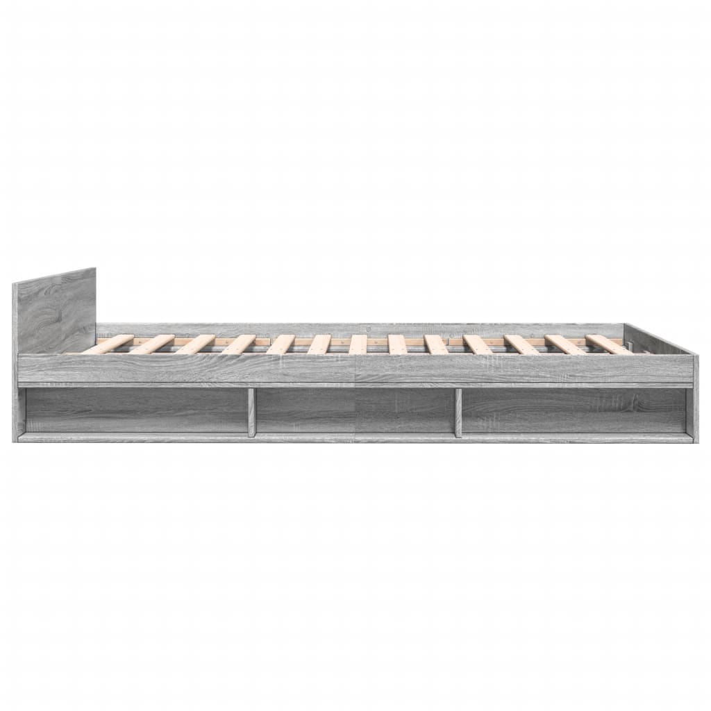 vidaXL Πλαίσιο Κρεβατιού με συρτάρια Γκρι sonoma 135x190εκ. Επεξ. Ξύλο