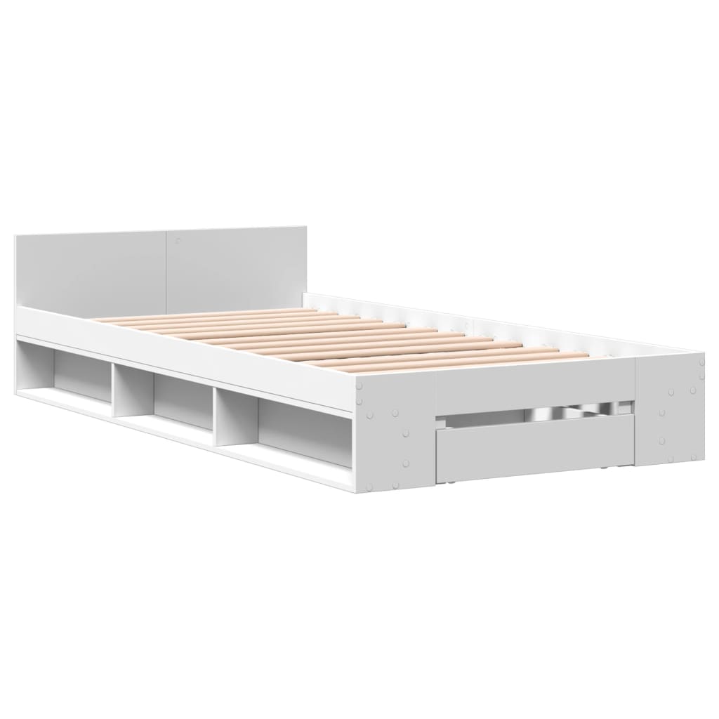 vidaXL Πλαίσιο Κρεβατιού με Συρτάρι Λευκό 90 x 190 εκ. Επεξ. Ξύλο