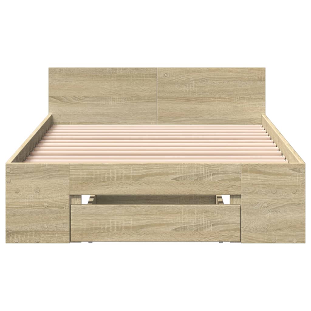 vidaXL Πλαίσιο Κρεβατιού με Συρτάρια Sonoma Δρυς 75x190 εκ. Επεξ. Ξύλο