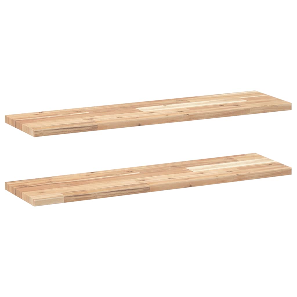 vidaXL Ράφια Πλωτά 2 τεμ. 80x20x2 εκ. από Μασίφ Ξύλο Ακακίας χωρίς Επεξεργασία