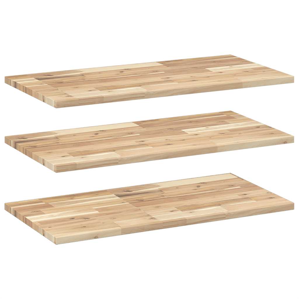 vidaXL Ράφια Πλωτά 3 τεμ. 80x40x2 εκ. από Μασίφ Ξύλο Ακακίας χωρίς Επεξεργασία