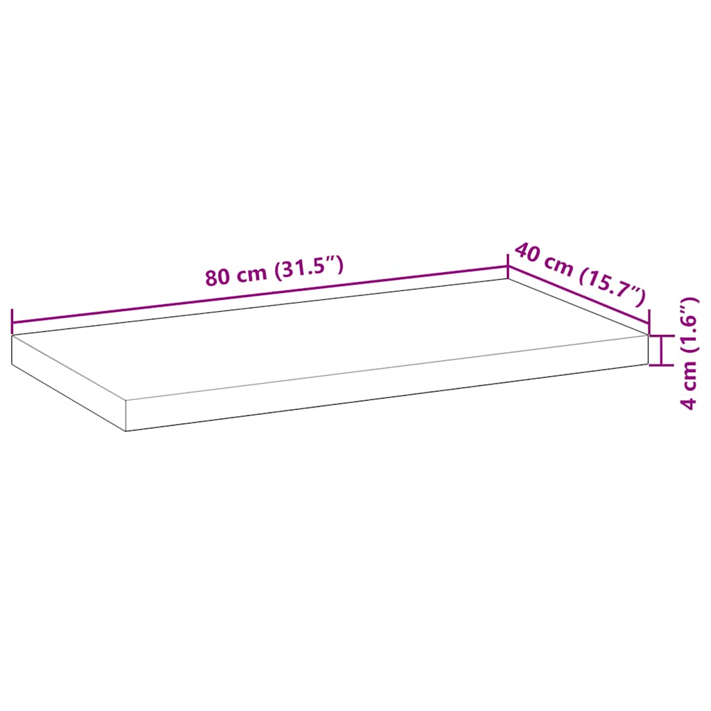 vidaXL Ράφι Πλωτό 80x40x4 εκ. από Μασίφ Ξύλο Ακακίας χωρίς Επεξεργασία