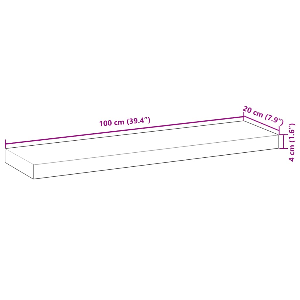 vidaXL Ράφι Κρεμαστό 100x20x4 εκ. Φινίρισμα Λαδιού Μασίφ Ακακία