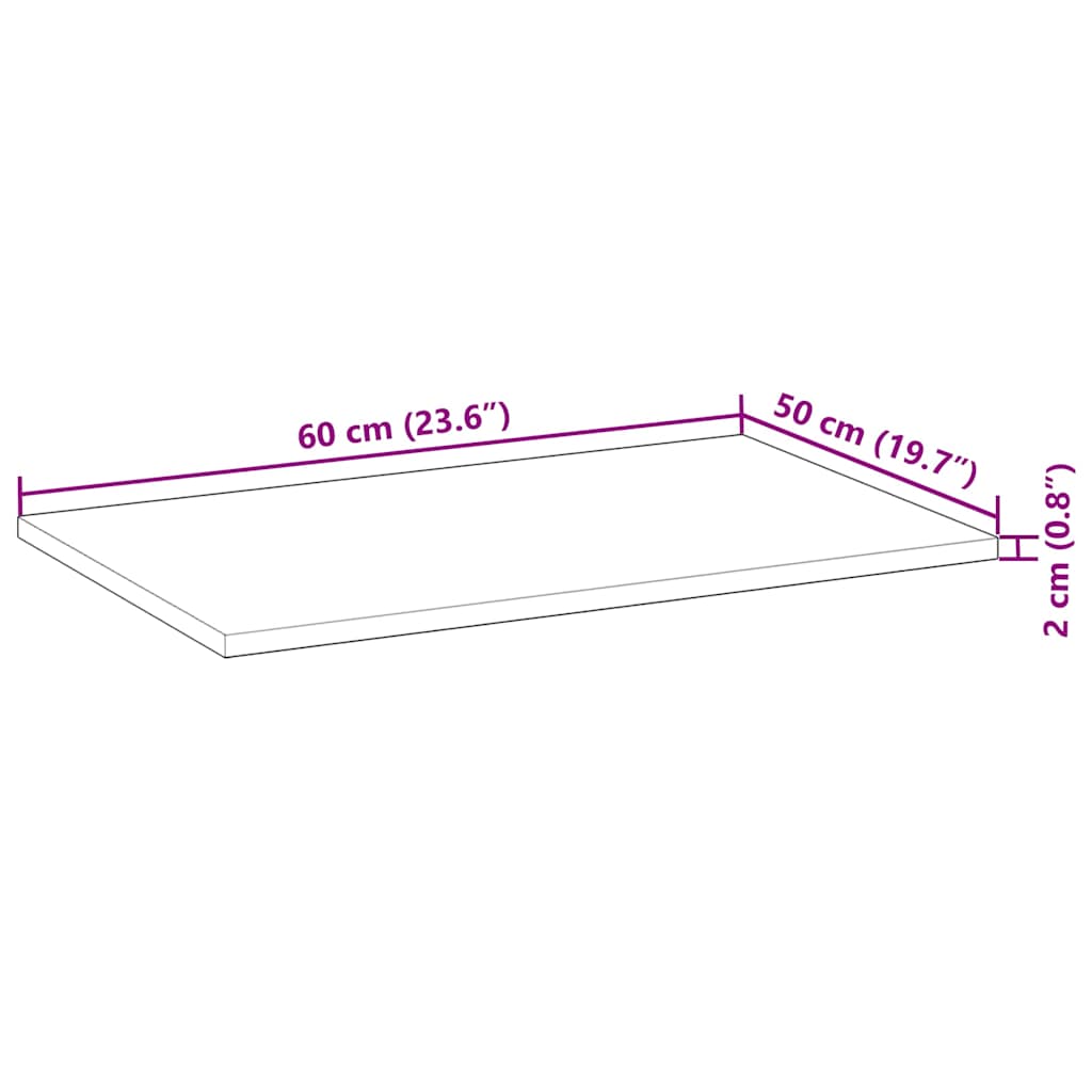 vidaXL Επιφάνεια Τραπεζιού 60x50x2 εκ. Μασίφ Ξύλο Ακακίας