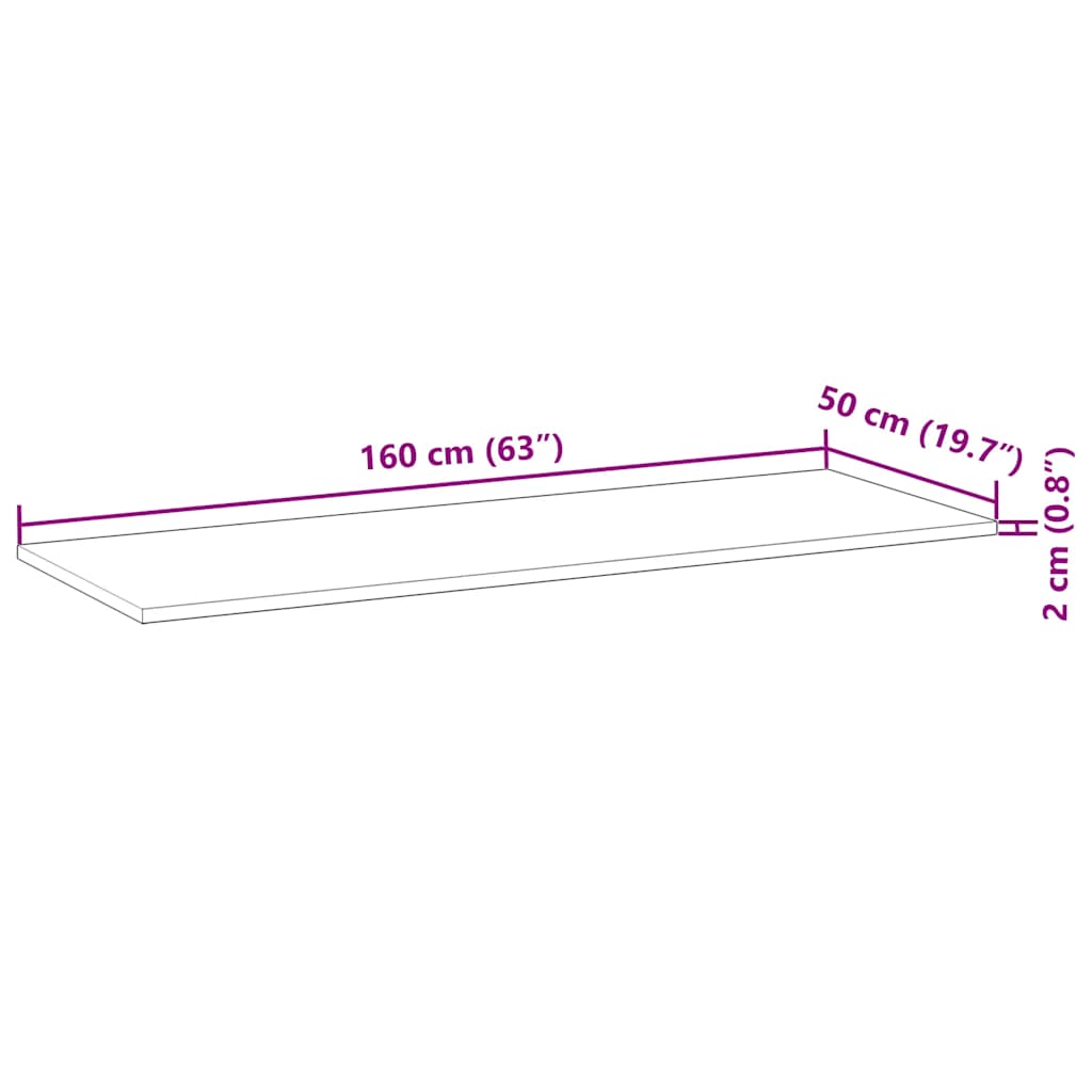 vidaXL Επιφάνεια Τραπεζιού 160x50x2 εκ. Μασίφ Ξύλο Ακακίας