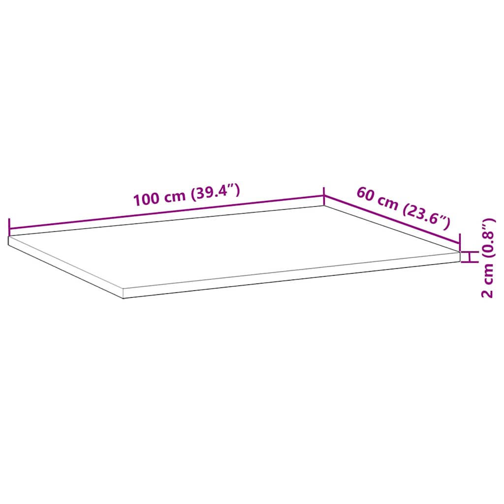 vidaXL Επιφάνεια Τραπεζιού 100x60x2 εκ. Μασίφ Ξύλο Ακακίας