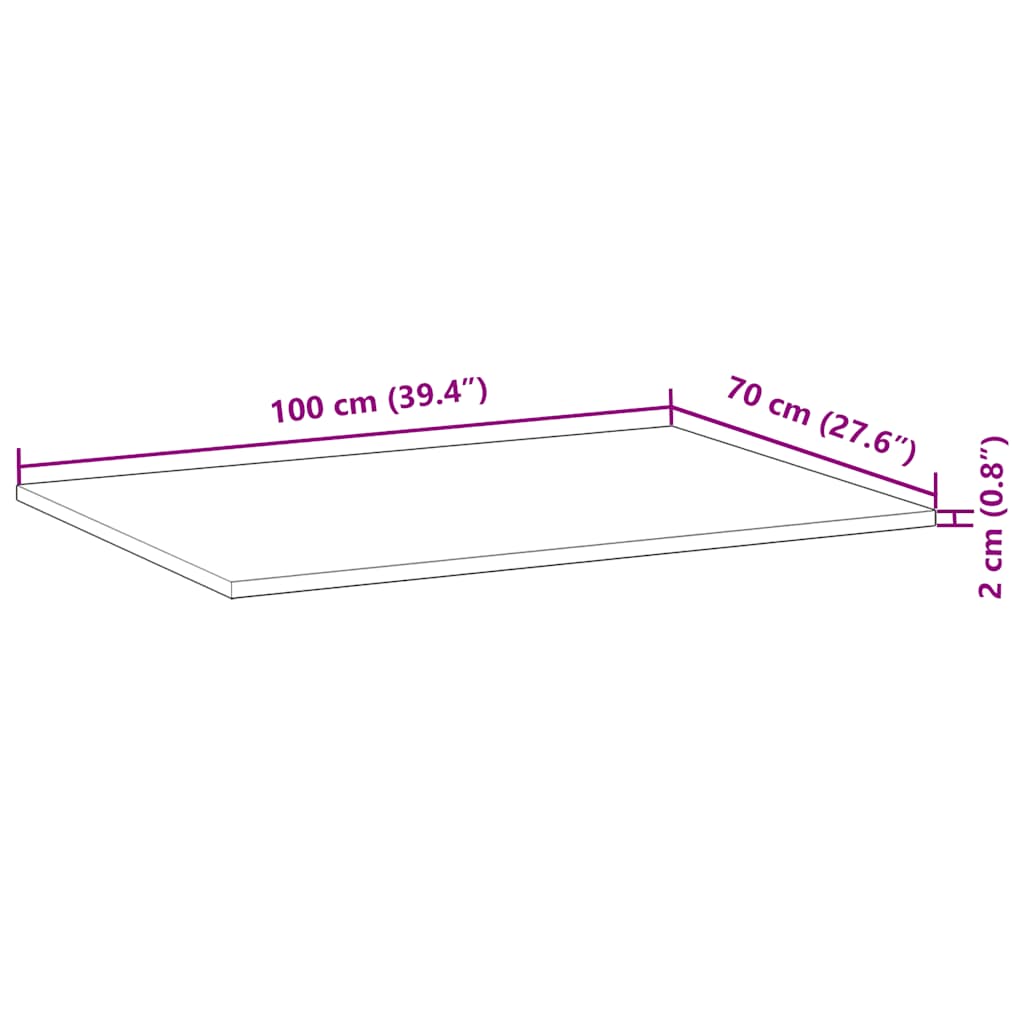 vidaXL Επιφάνεια Τραπεζιού 100x70x2 εκ. Μασίφ Ξύλο Ακακίας