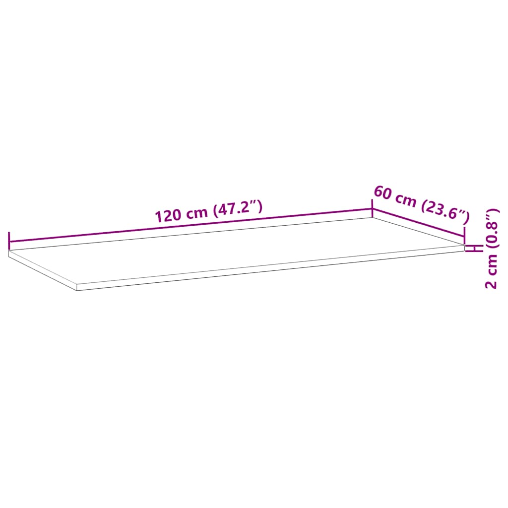 vidaXL Επιφάνεια Τραπεζιού Φιν. Λαδιού 120x60x2 εκ. Μασίφ Ξύλο Ακακίας