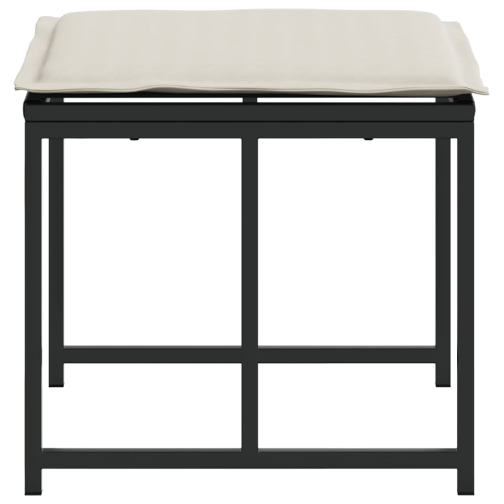 vidaXL Σκαμπό Κήπου 4 τεμ. Μαύρα από Συνθετικό Ρατάν με Μαξιλάρια