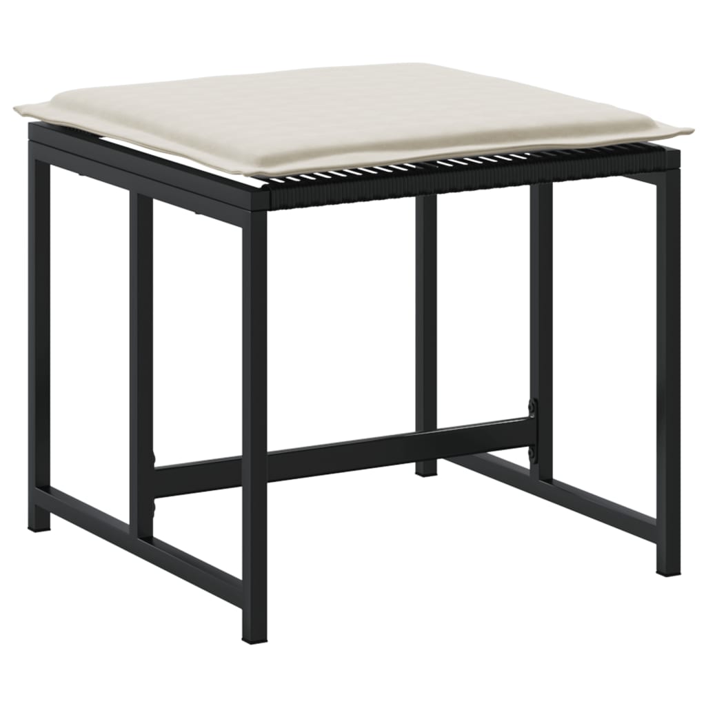 vidaXL Σκαμπό Κήπου 4 τεμ. Μαύρα από Συνθετικό Ρατάν με Μαξιλάρια