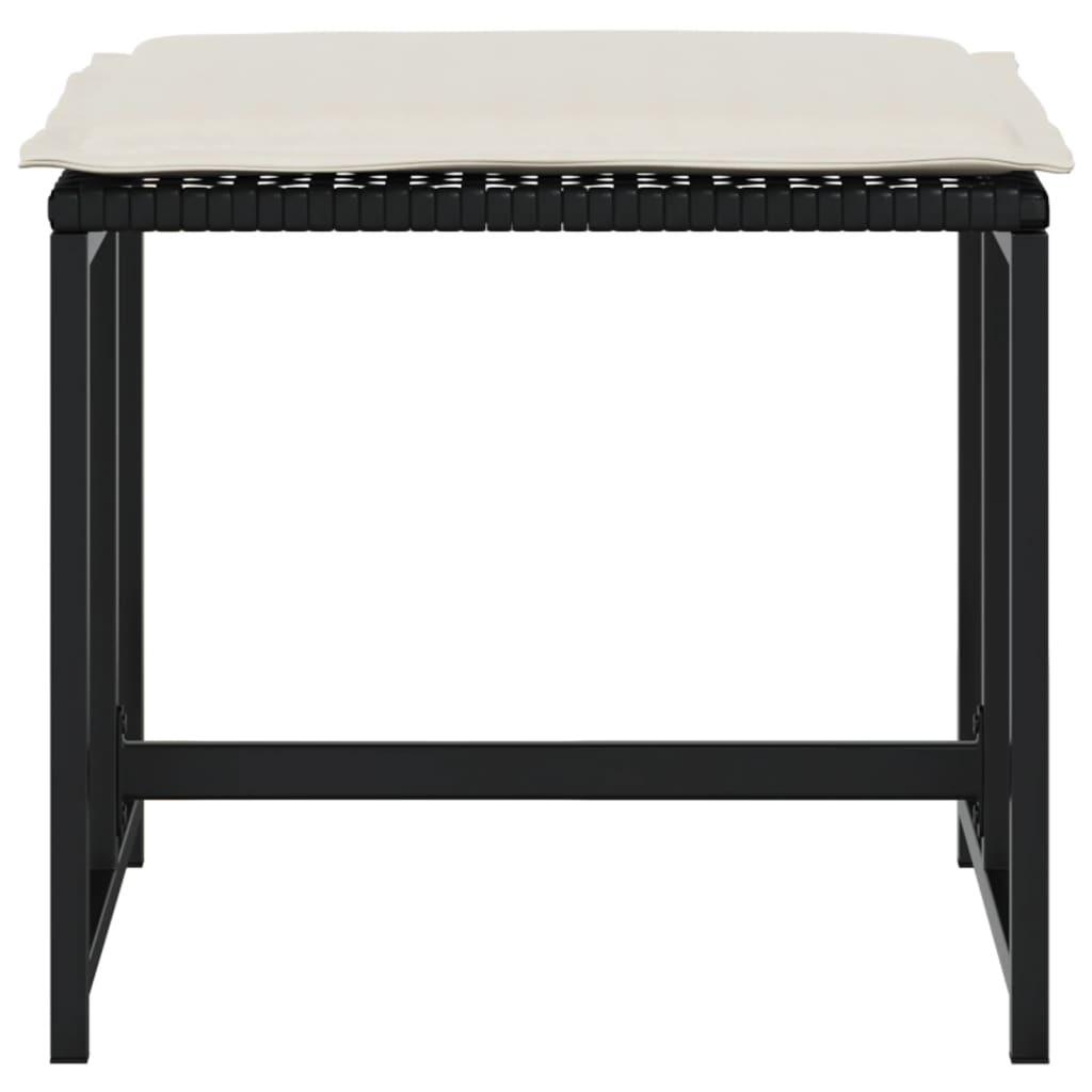 vidaXL Σκαμπό Κήπου 4 τεμ. Μαύρα από Συνθετικό Ρατάν με Μαξιλάρια