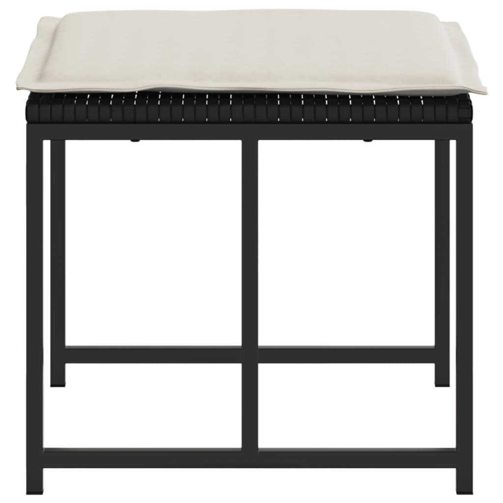 vidaXL Σκαμπό Κήπου 4 τεμ. Μαύρα από Συνθετικό Ρατάν με Μαξιλάρια