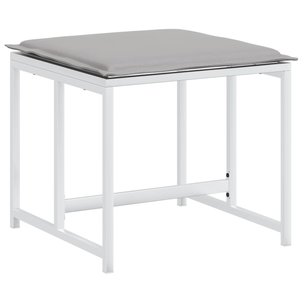 vidaXL Υποπόδια Κήπου 4 τεμ. Λευκά από Ατσάλι/Textilene με Μαξιλάρια