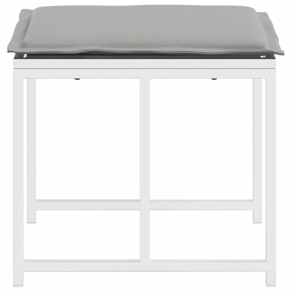 vidaXL Υποπόδια Κήπου 4 τεμ. Λευκά από Ατσάλι/Textilene με Μαξιλάρια