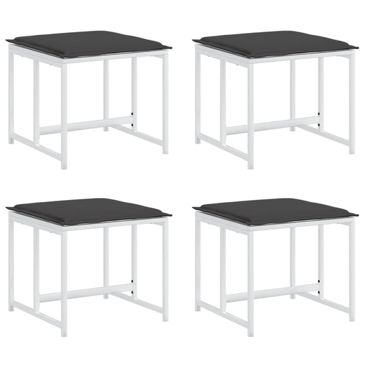 vidaXL Υποπόδια Κήπου 4 τεμ. Λευκά από Ατσάλι/Textilene με Μαξιλάρια