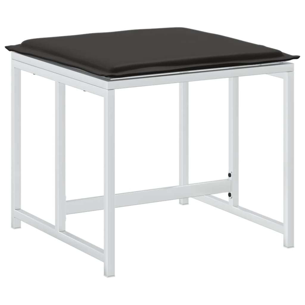 vidaXL Υποπόδια Κήπου 4 τεμ. Λευκά από Ατσάλι/Textilene με Μαξιλάρια