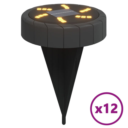 vidaXL Ηλιακά Φωτιστικά Δαπέδου με Στήριγμα Εδάφους 12τεμ. Θερμό Λευκό