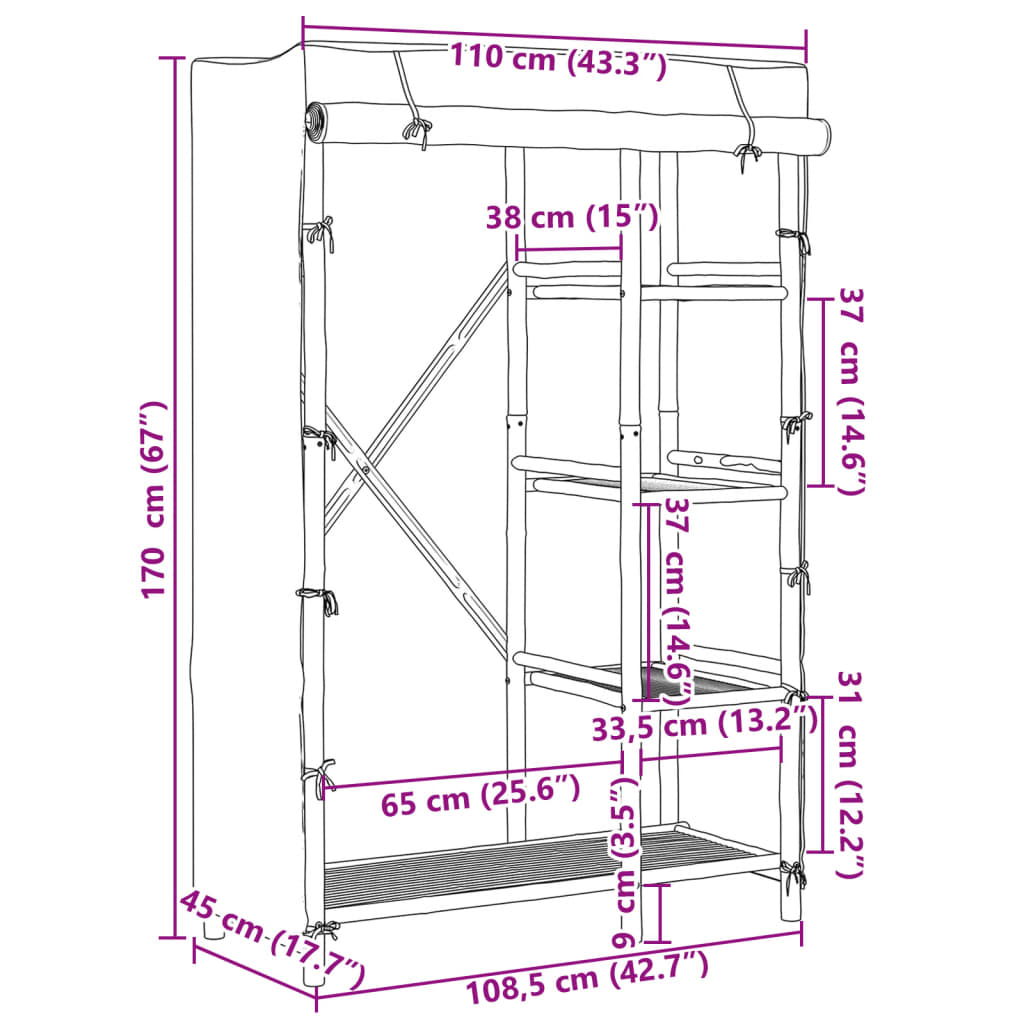 vidaXL Ντουλάπα 110 x 45 x 170 εκ. Μπαμπού