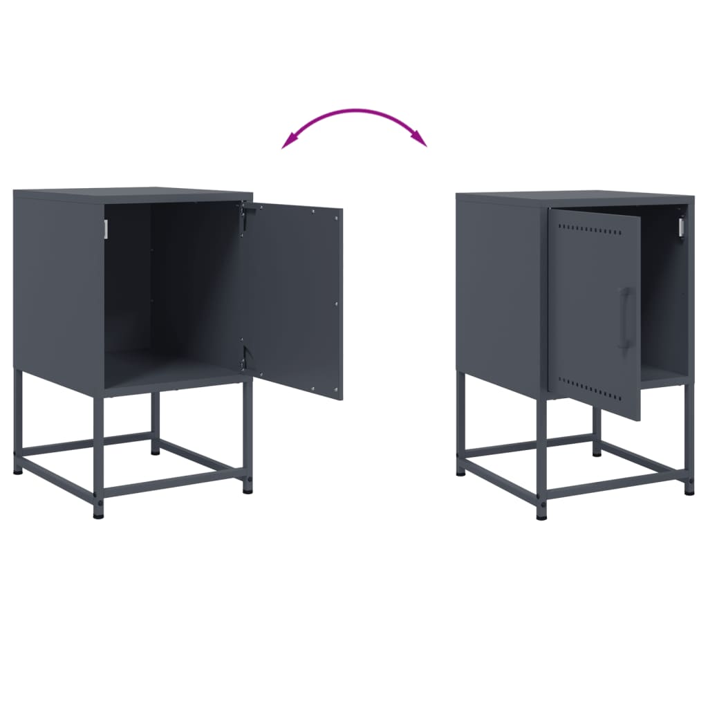 vidaXL Κομοδίνο Ανθρακί 36 x 39 x 60,5 εκ. Ατσάλινο