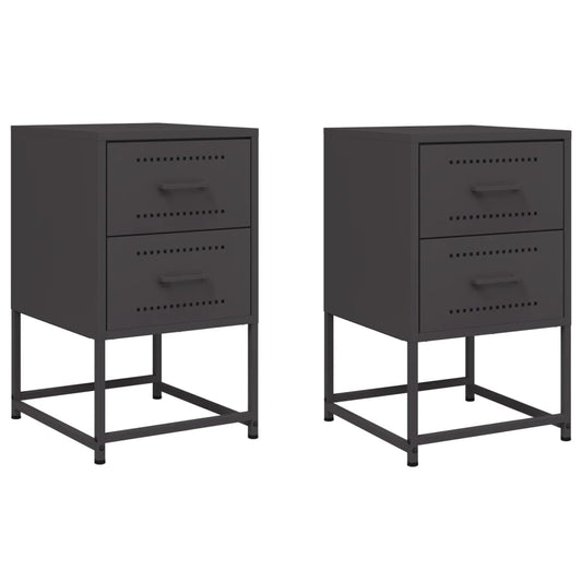 vidaXL Κομοδίνα 2 τεμ. Μαύρα 36x39x60,5 εκ. Χάλυβα