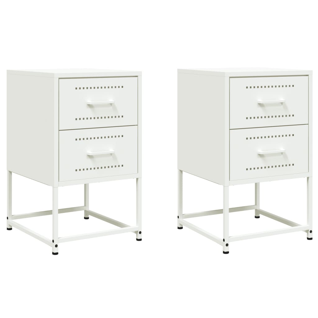 vidaXL Κομοδίνα 2 τεμ. Λευκό 36x39x60,5 εκ. από Χάλυβα