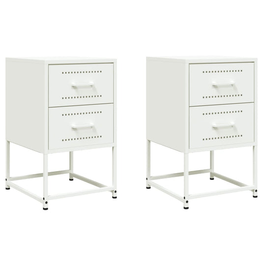 vidaXL Κομοδίνα 2 τεμ. Λευκό 36x39x60,5 εκ. από Χάλυβα