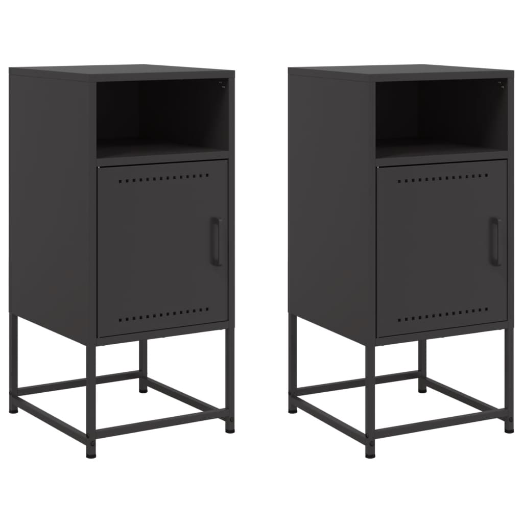 vidaXL Κομοδίνα 2 τεμ. Μαύρα 36x39x78 εκ. Χάλυβα