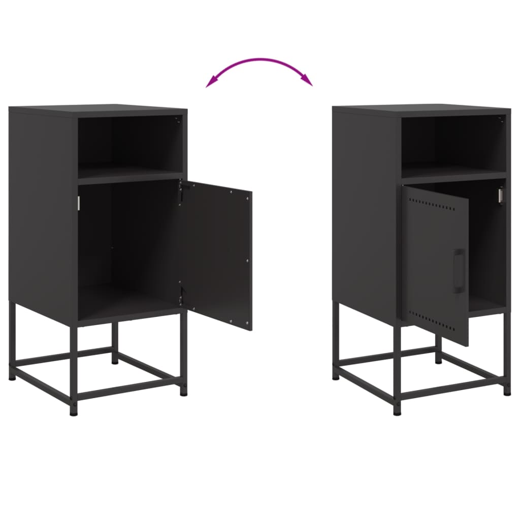 vidaXL Κομοδίνα 2 τεμ. Μαύρα 36x39x78 εκ. Χάλυβα
