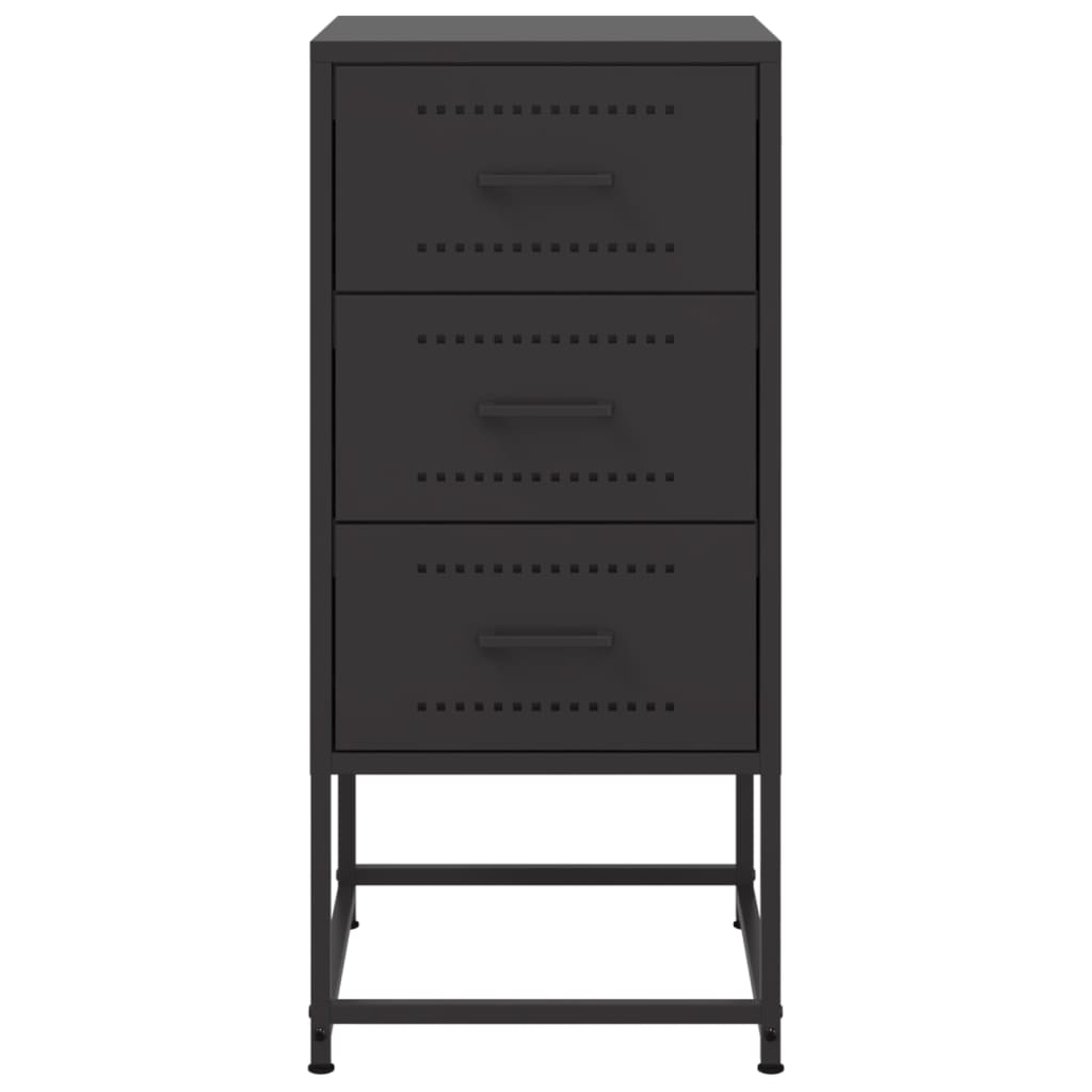 vidaXL Κομοδίνα 2 τεμ. Μαύρα 36x39x78 εκ. Χάλυβα