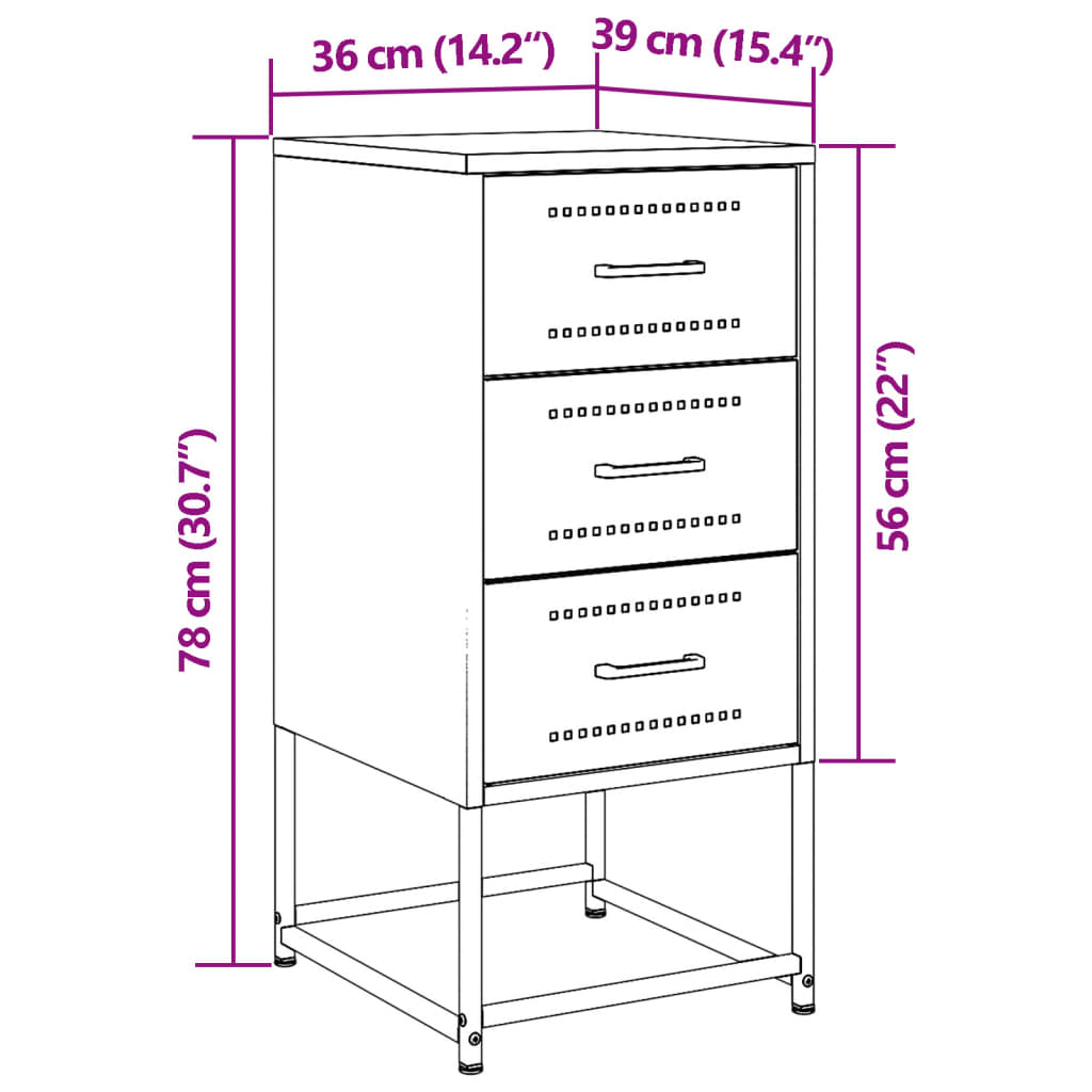 vidaXL Κομοδίνα 2 τεμ. Μουσταρδί 36 x 39 x 78 εκ. από Χάλυβα