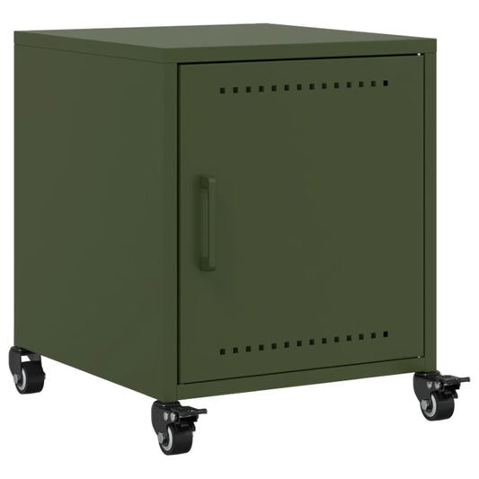 vidaXL Κομοδίνο Πράσινο Λαδί 36x39x43,5 εκ. από Χάλυβα