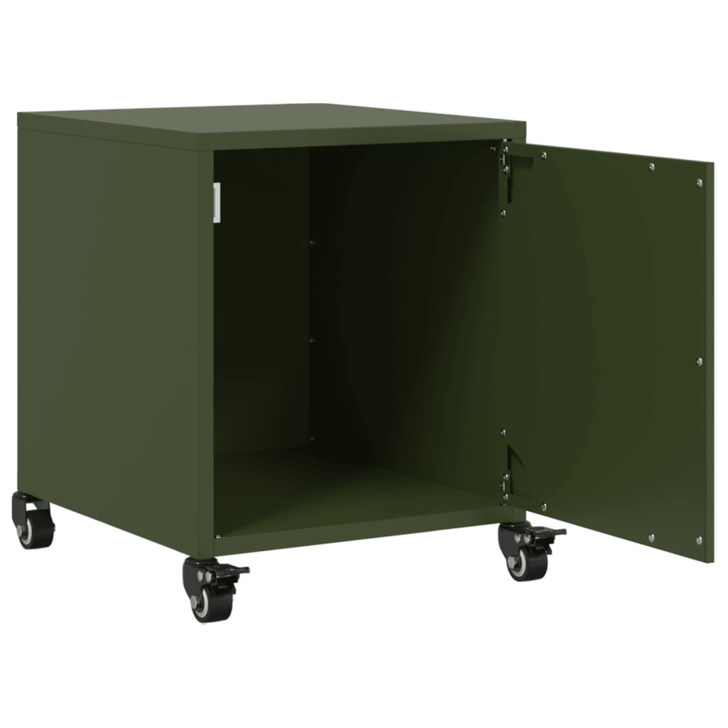 vidaXL Κομοδίνο Πράσινο Λαδί 36x39x43,5 εκ. από Χάλυβα
