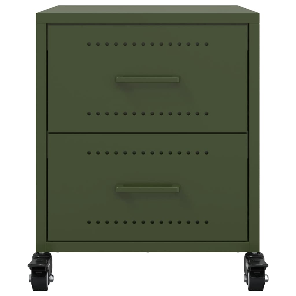 vidaXL Κομοδίνα 2 τεμ. Πράσινο Λαδί 36x39x43,5 εκ. από Χάλυβα