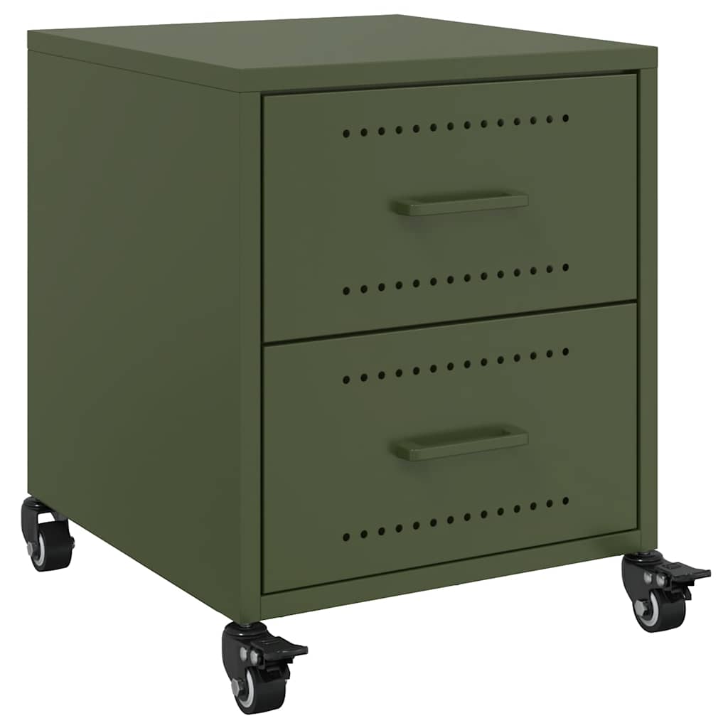 vidaXL Κομοδίνα 2 τεμ. Πράσινο Λαδί 36x39x43,5 εκ. από Χάλυβα