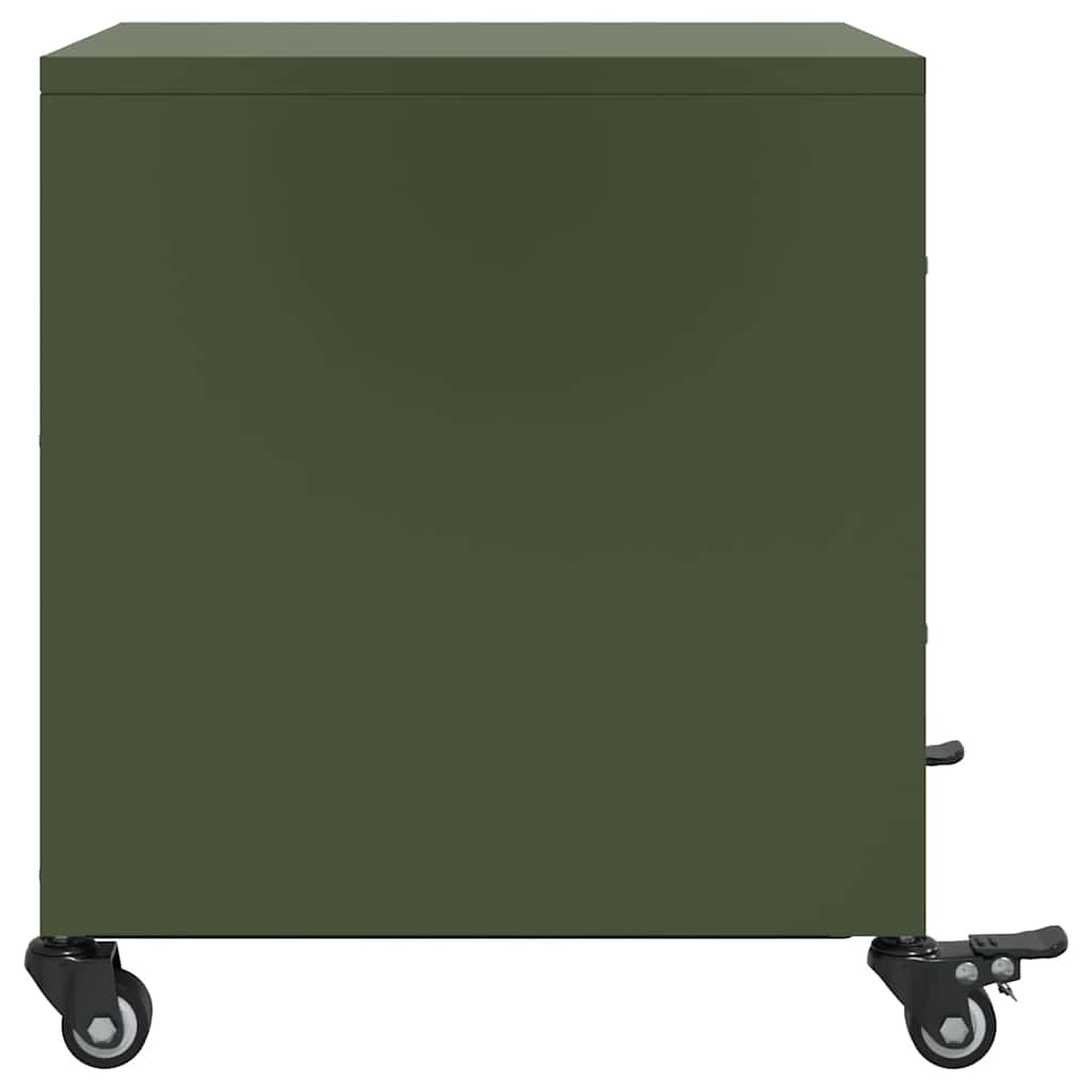 vidaXL Κομοδίνα 2 τεμ. Πράσινο Λαδί 36x39x43,5 εκ. από Χάλυβα
