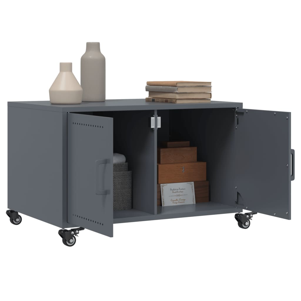 vidaXL Τραπέζι Κήπου Ανθρακί 68x50x43,5 εκ. Ατσάλινο