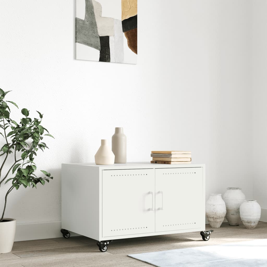 vidaXL Τραπεζάκι Σαλονιού Λευκό 68x50x43,5 εκ. από Ατσάλι