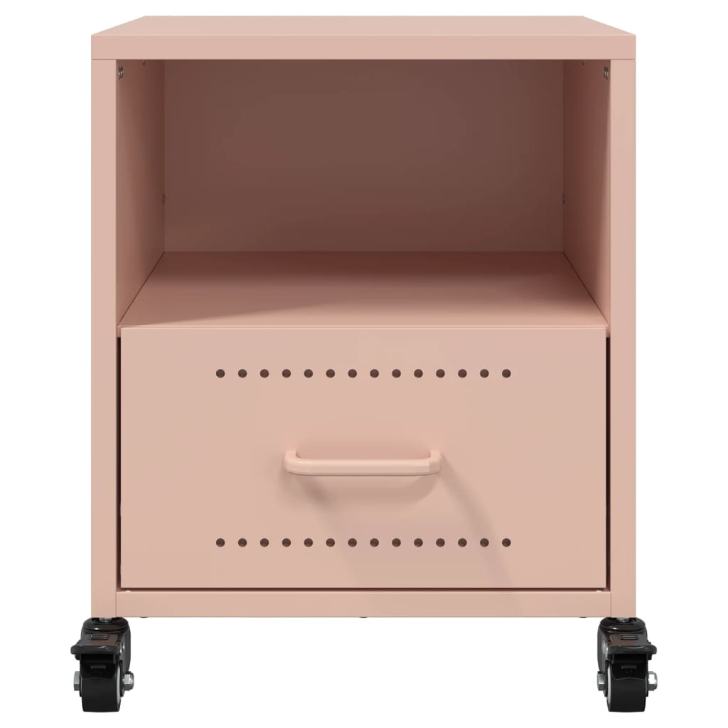 vidaXL Κομοδίνο Ροζ 36x39x43,5 εκ. από Χάλυβα