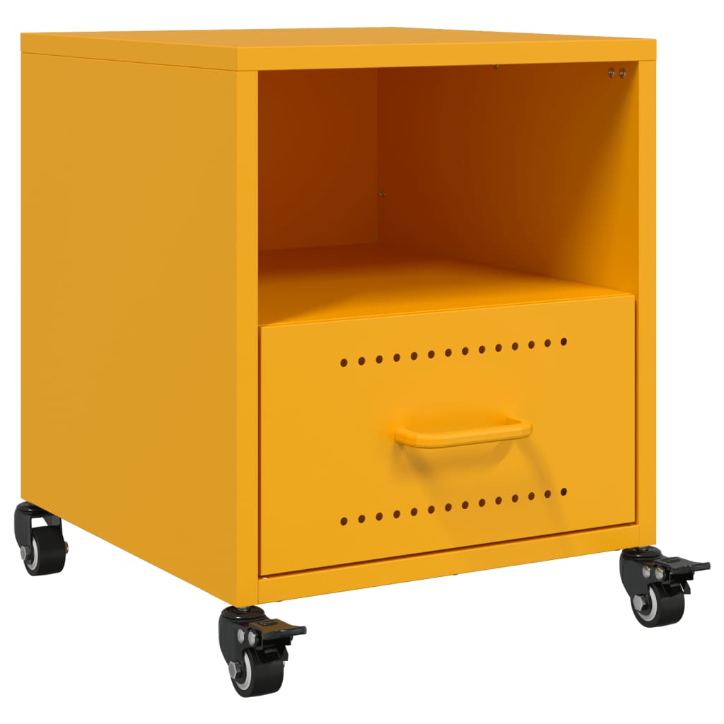 vidaXL Κομοδίνα 2 τεμ. Μουσταρδί 36x39x43,5 εκ. από Χάλυβα