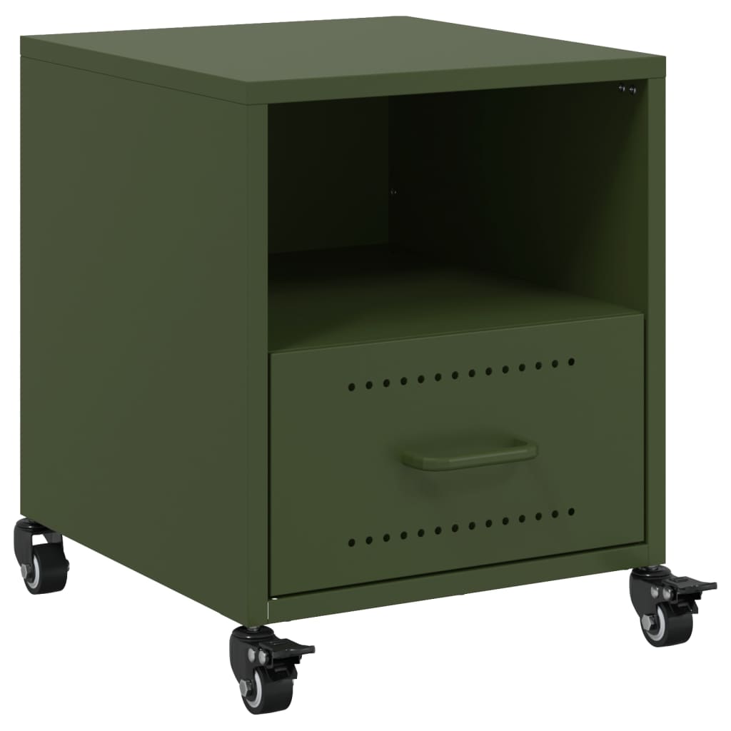 vidaXL Κομοδίνο Πράσινο Λαδί 36x39x43,5 εκ. από Χάλυβα