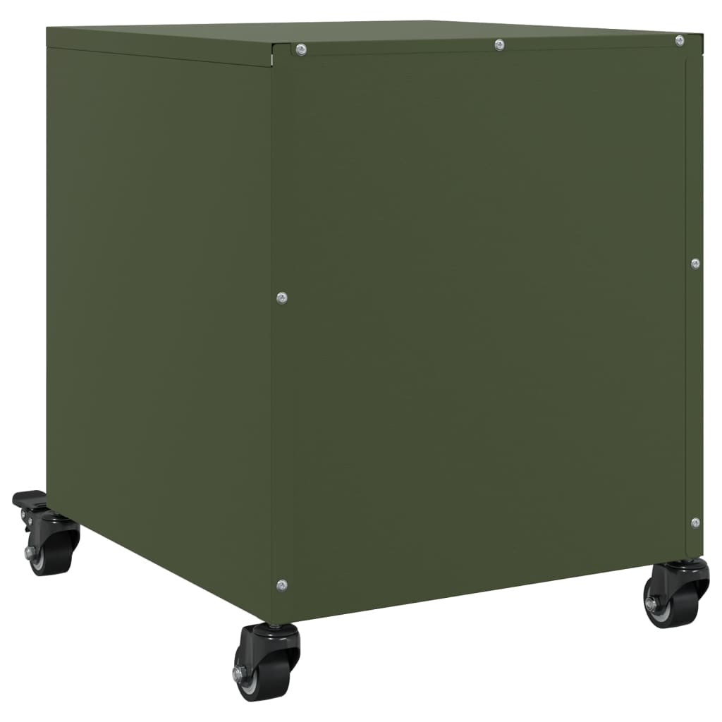 vidaXL Κομοδίνο Πράσινο Λαδί 36x39x43,5 εκ. από Χάλυβα