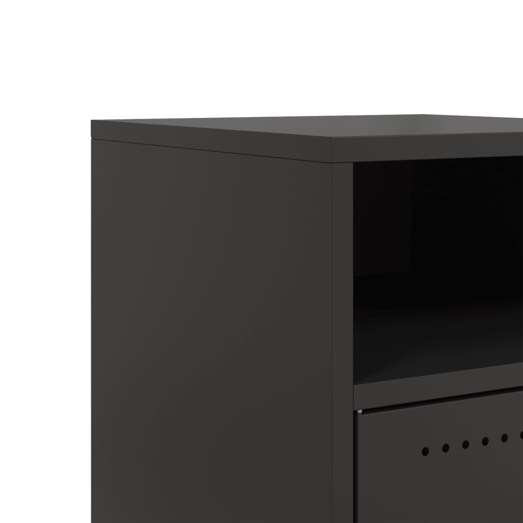 vidaXL Κομοδίνα 2 τεμ. Μαύρα 36x39x59 εκ. Χάλυβα