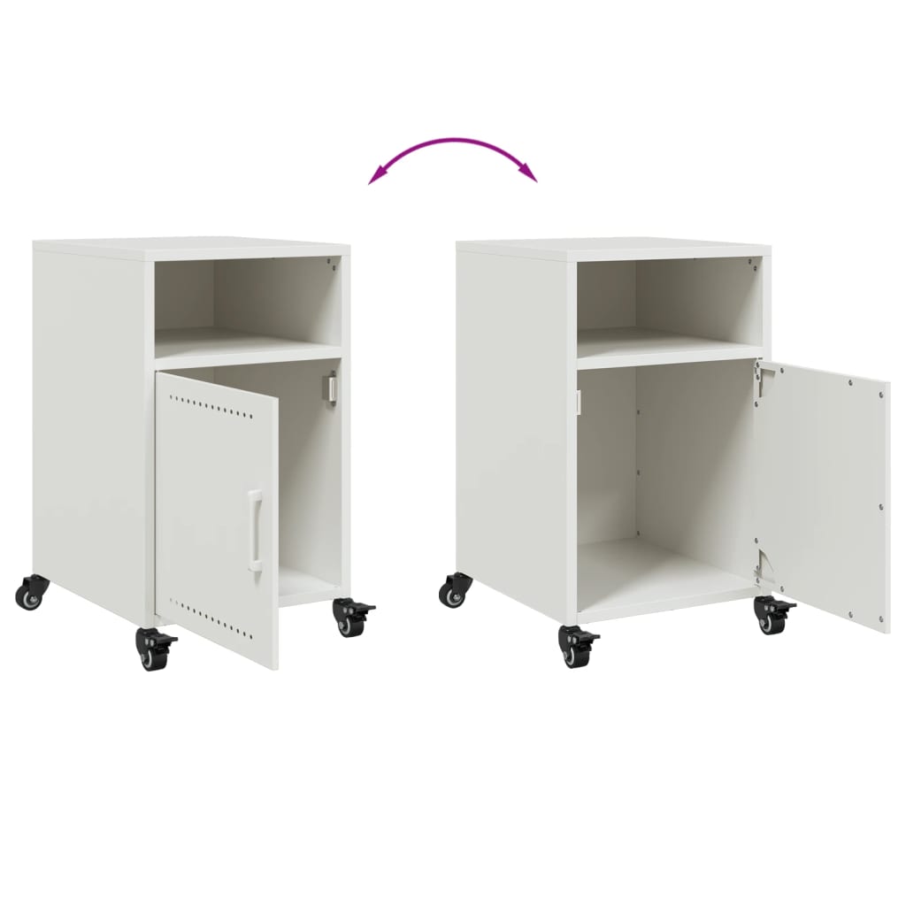 vidaXL Κομοδίνο Λευκό 36x39x59 εκ. από Χάλυβα