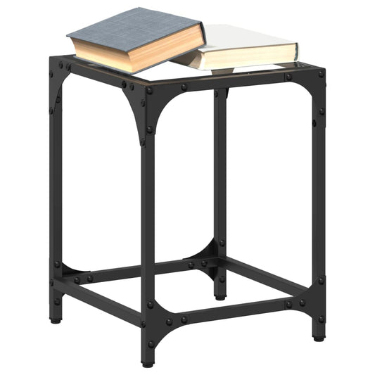 vidaXL Τραπεζάκια Σαλονιού Επιφάνεια Διαφανές Γυαλί 30x30x40 εκ Ατσάλι